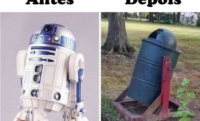 Antes e depois do R2-D2
