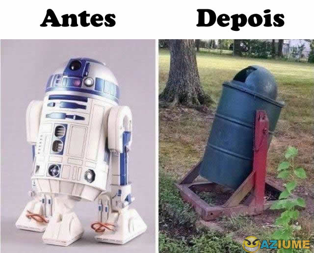 Antes e depois do R2-D2
