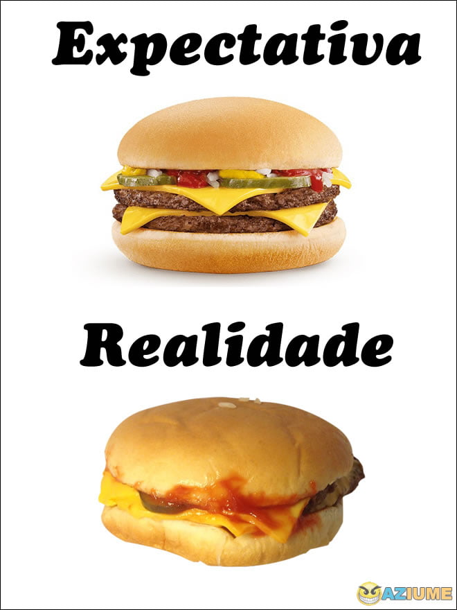 Expectativa Vs Realidade do hambúrguer