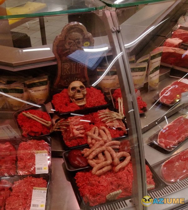 Um açougue com um senso de humor nítido