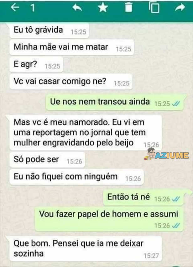 A partir de agora beijo pode engravidar