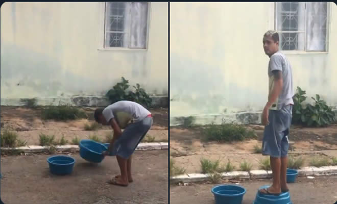 A demonstração desse vendedor de bacias deixou a galera chocada