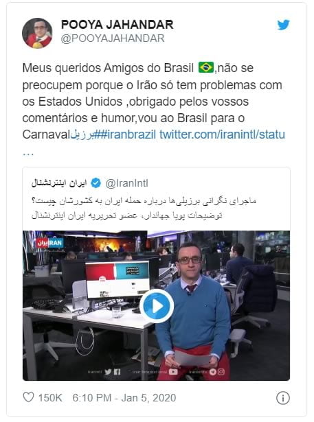 Jornalista iraniano que mostrou tuítes de brasileiros no ar escreveu uma mensagem pra nós Jornalista iraniano que mostrou tuítes de brasileiros no ar escreveu uma mensagem pra nós