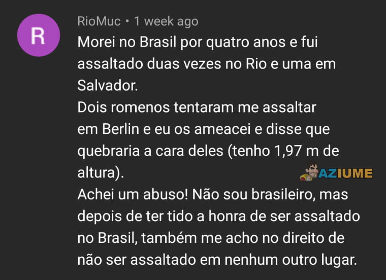 A honra de ser assaltado no Brasil