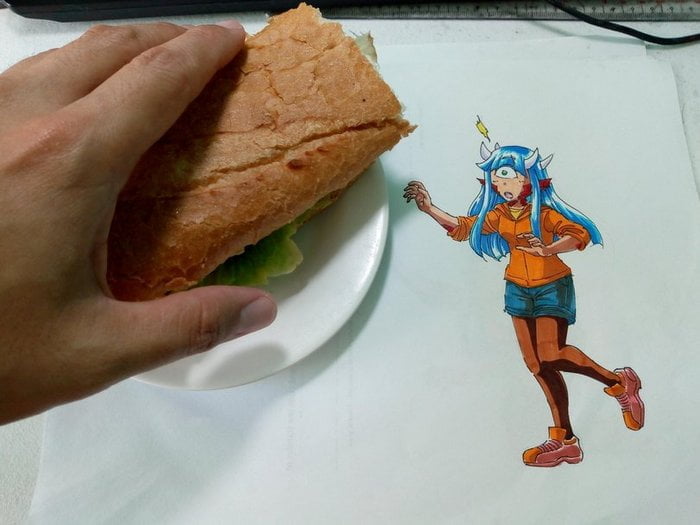 Artista e sua arte com fome