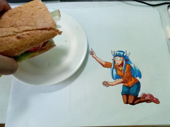 Artista e sua arte com fome