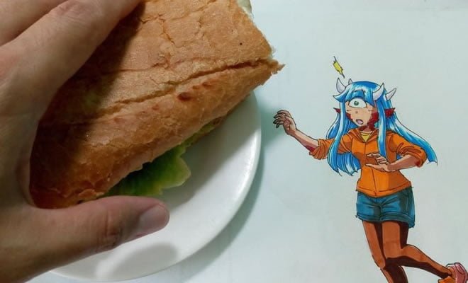 Artista e sua arte com fome