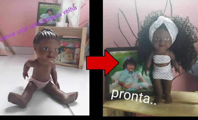 Tutorial de como fazer a filha feliz usando uma boneca velha