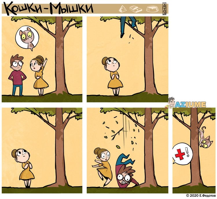 Ajudando resgatar o gatinho na arvore