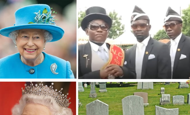 Rainha Elizabeth II vs Meme do caixão