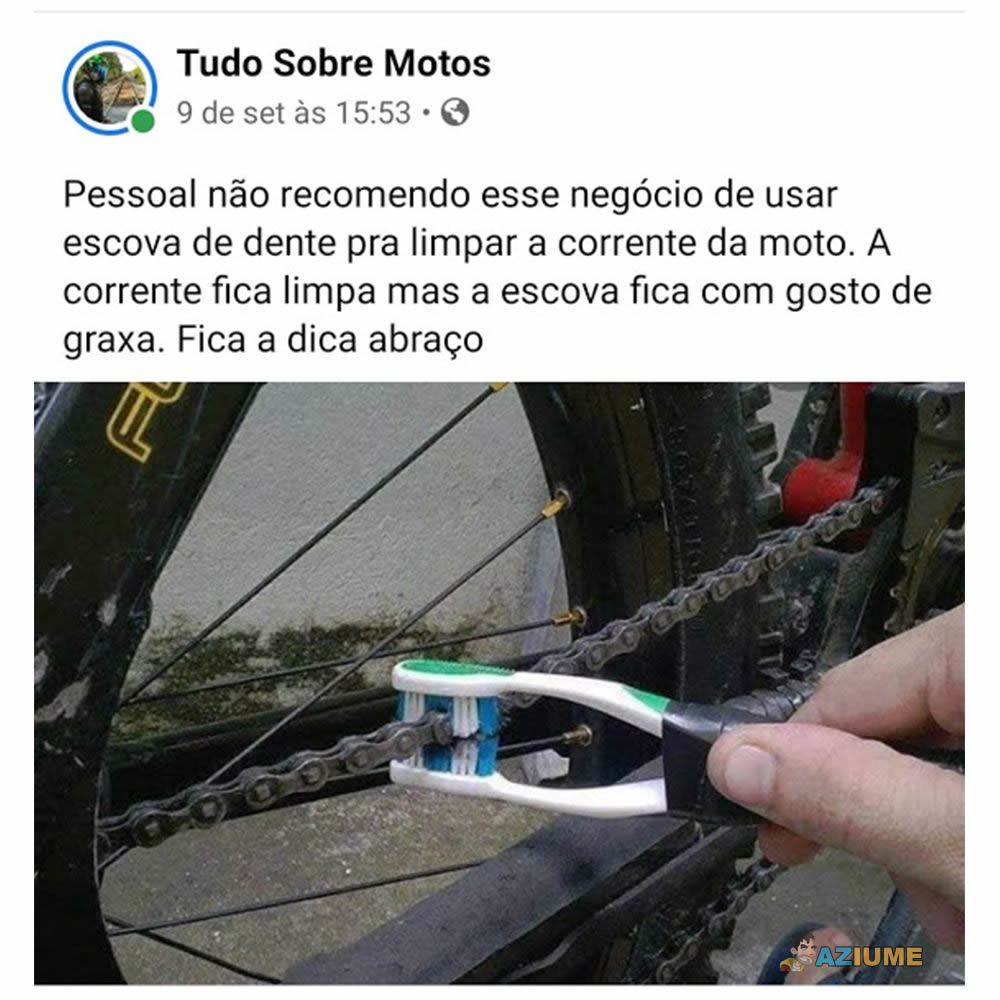 Dica do dia: Não limpa a corrente da moto com a escova