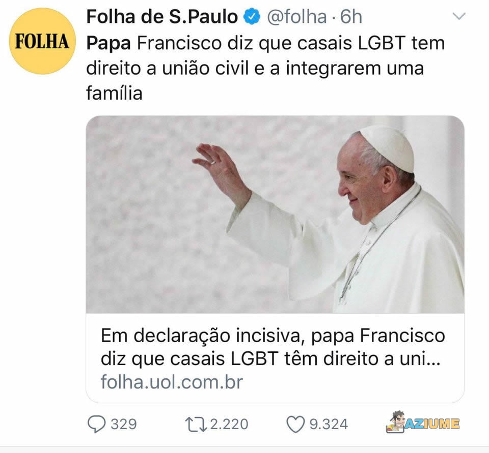 Papa Francisco diz que casais LGBT