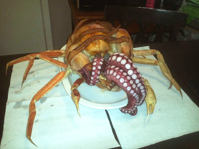 O peru Cthulhu é um prato americano esquisito: é um peru recheado com polvo