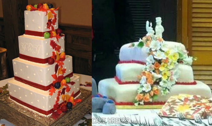 Expectativa e realidade bolo de casamento