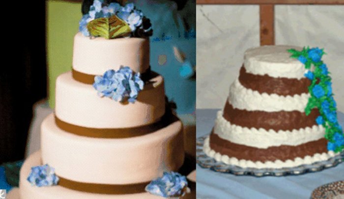 Expectativa e realidade bolo de casamento