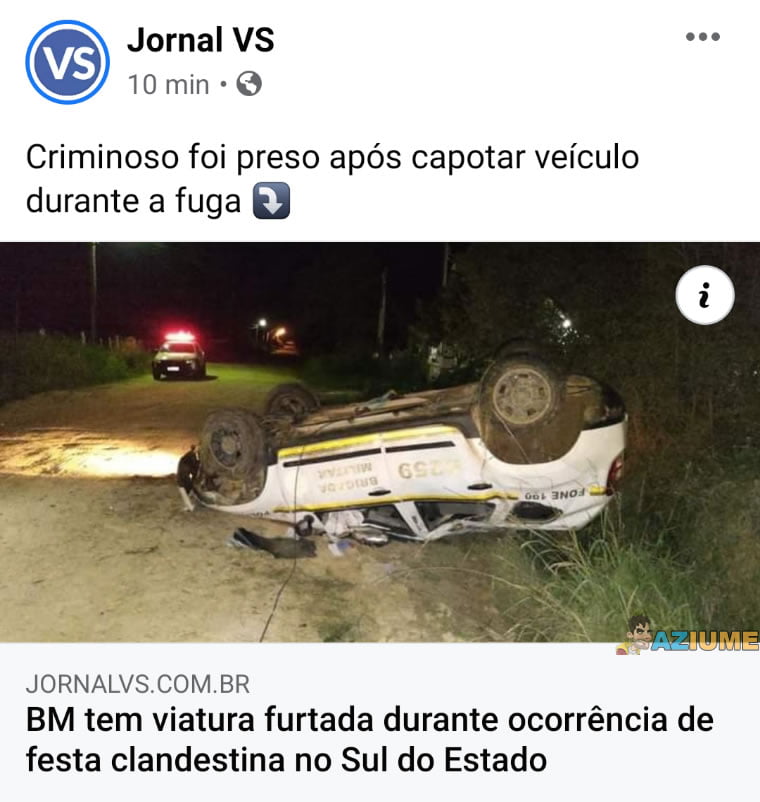 O criminoso foi preso após capotar o carro