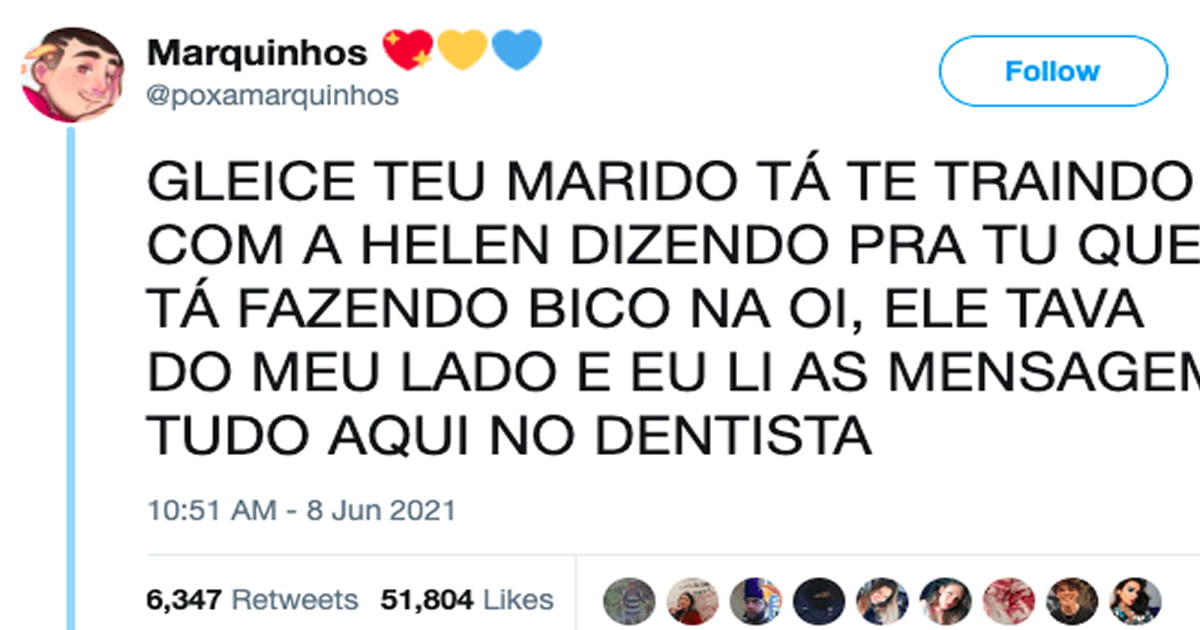 História de traição contada no Twitter acabou de um jeito chato História de traição contada no Twitter acabou de um jeito chato