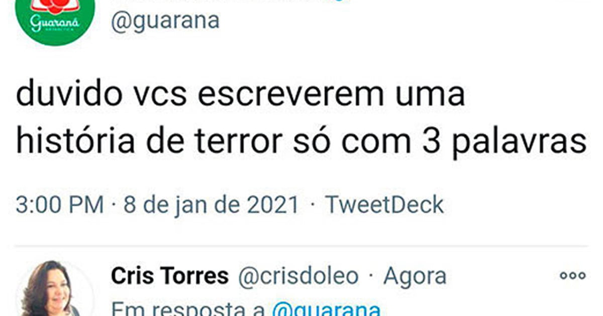 História de terror com 3 palavras História de terror com 3 palavras
