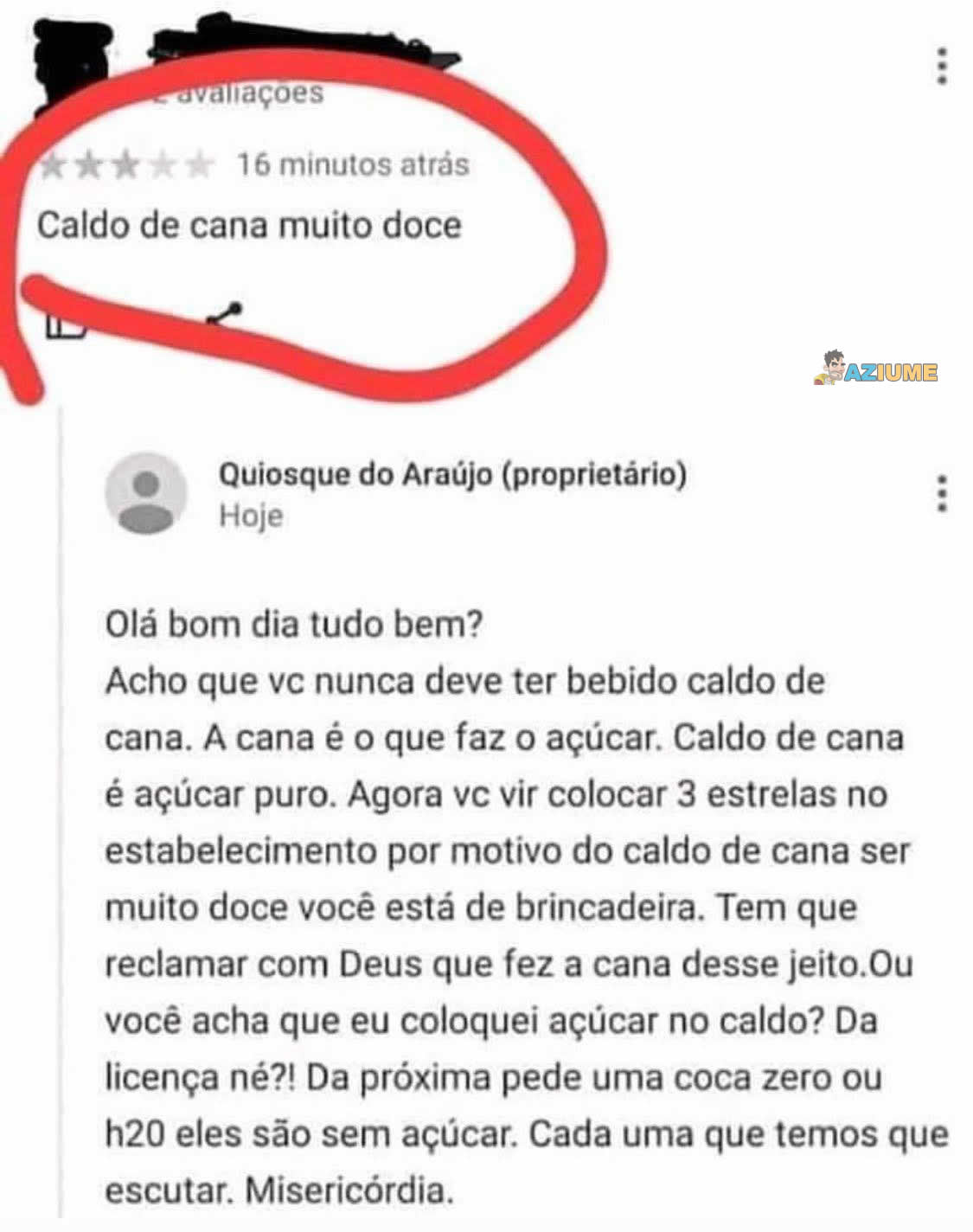 Caldo de cana muito doce