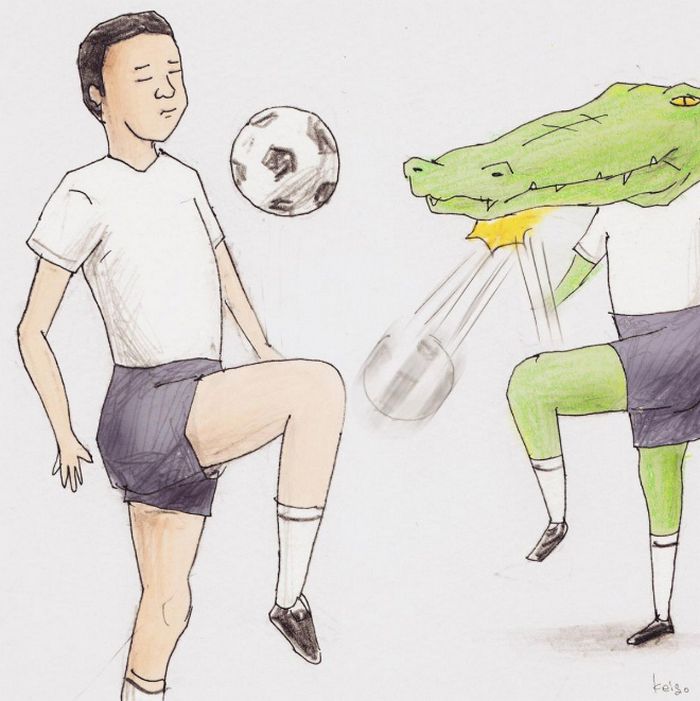 Crocodilo tentando (e não conseguindo) fazer coisas
