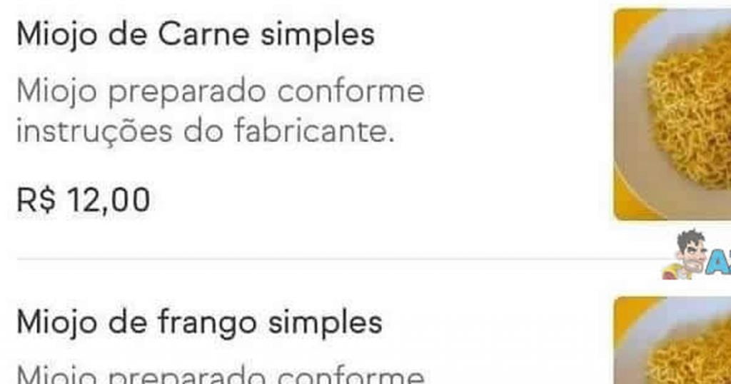 Vendas de miojo no Ifood Vendas de miojo no Ifood