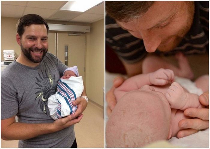 Pais veem seus bebês recém-nascidos pela primeira vez
