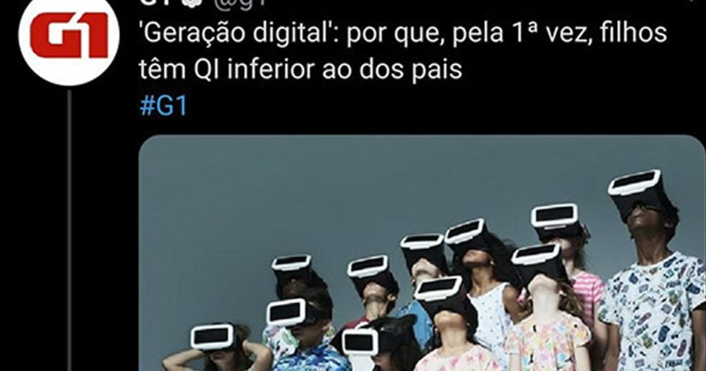Geração digital: Pela 1º vez filhos têm QI inferior ao dos pais Geração digital: Pela 1º vez filhos têm QI inferior ao dos pais