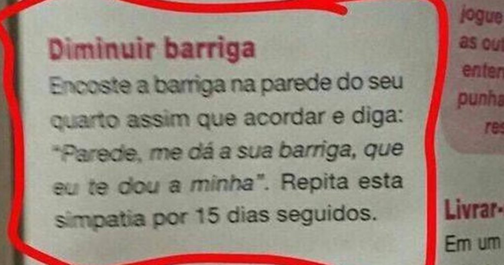 Simpatia para diminuir barriga