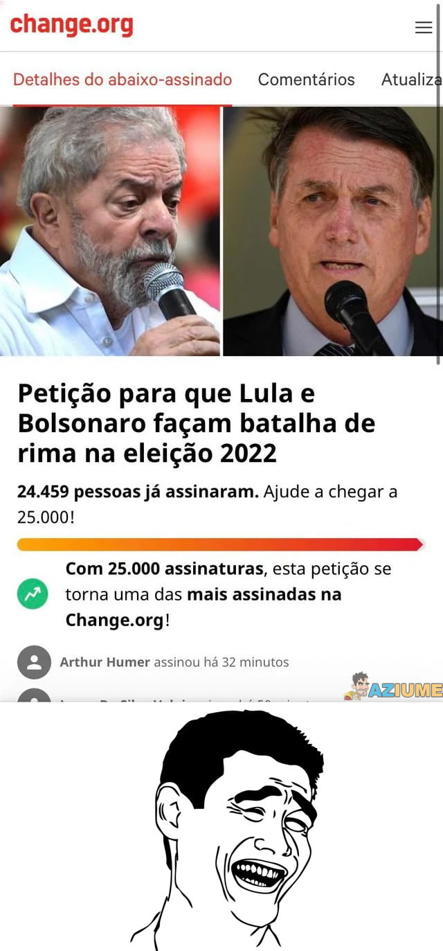 Petição para uma batalha de rima entre Lula e Bolsonaro