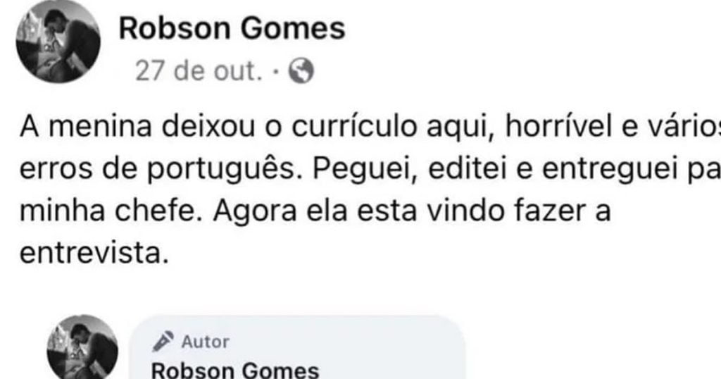A triste boa ação de Robson A triste boa ação de Robson