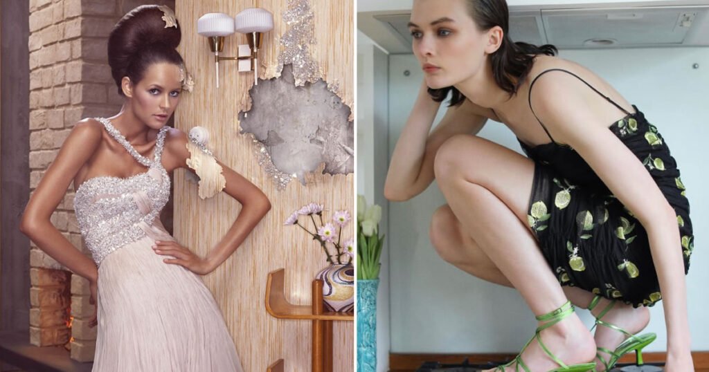 Modelos posando desajeitadamente: isso não parece confortável