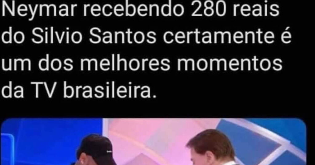 Neymar recebendo dinheiro do Silvio Santos
