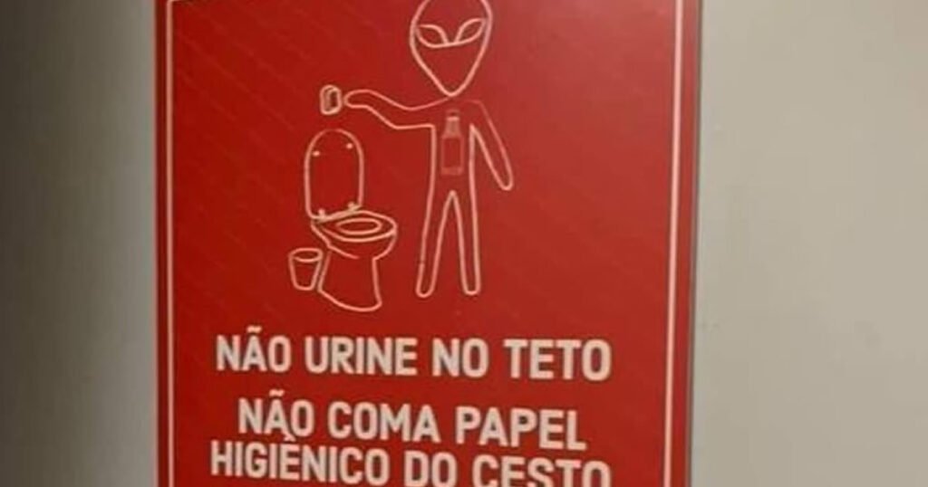 Se tem aviso, tem história: Não urine no teto Se tem aviso, tem história: Não urine no teto