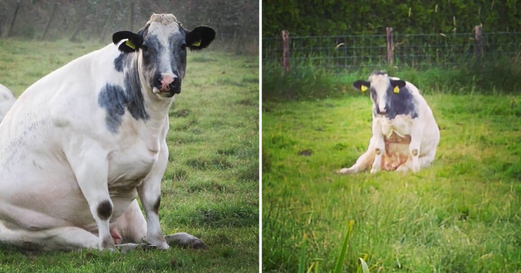 Vacas sentadas como cães
