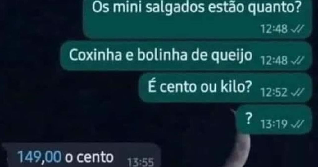 O cento do salgado que vem 40 unidades