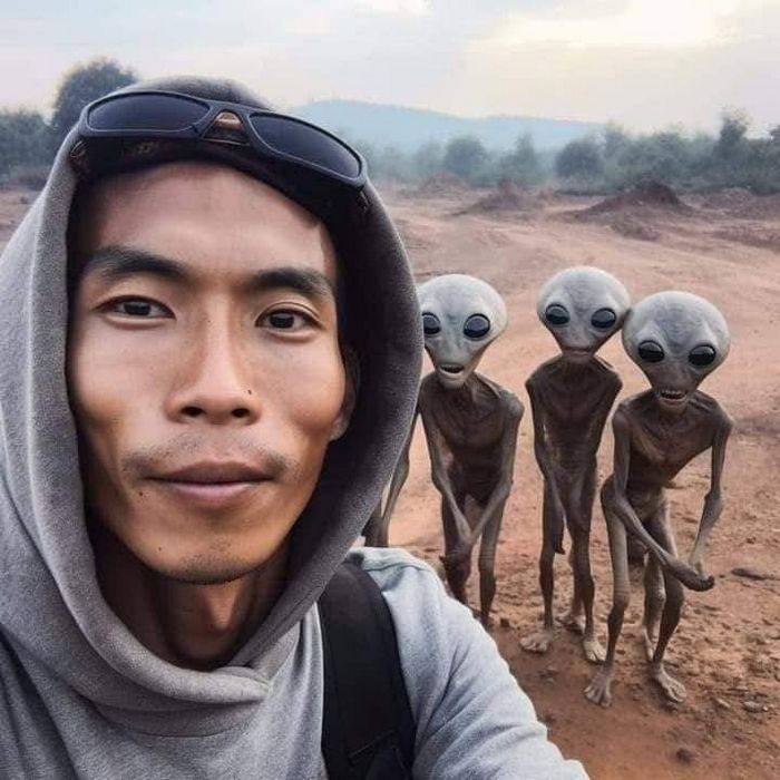 Uma selfie com os turistas