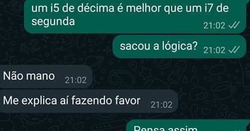 Um jeito estranha de explica a diferença de um I5 e I7 Um jeito estranha de explica a diferença de um I5 e I7