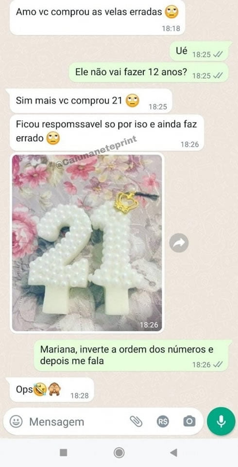 Comprei as velas erradas