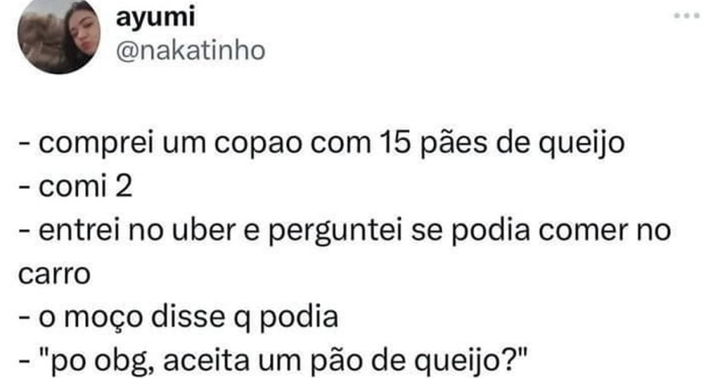 Quando ofereci comida para o motorista de UBER Quando ofereci comida para o motorista de UBER