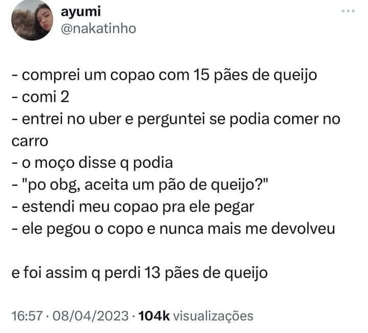 Quando ofereci comida para o motorista de UBER