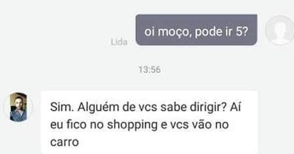 Ele sendo irônico e ela acreditando Ele sendo irônico e ela acreditando