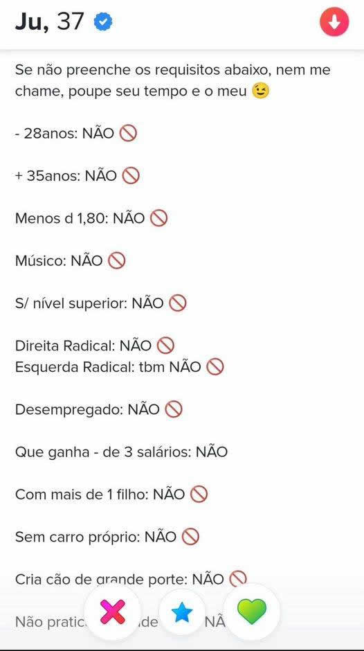 As pessoas estão exigindo muito no Tinder As pessoas estão exigindo muito no Tinder