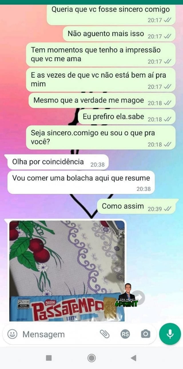 Como resumir um relacionamento com uma bolacha Como resumir um relacionamento com uma bolacha