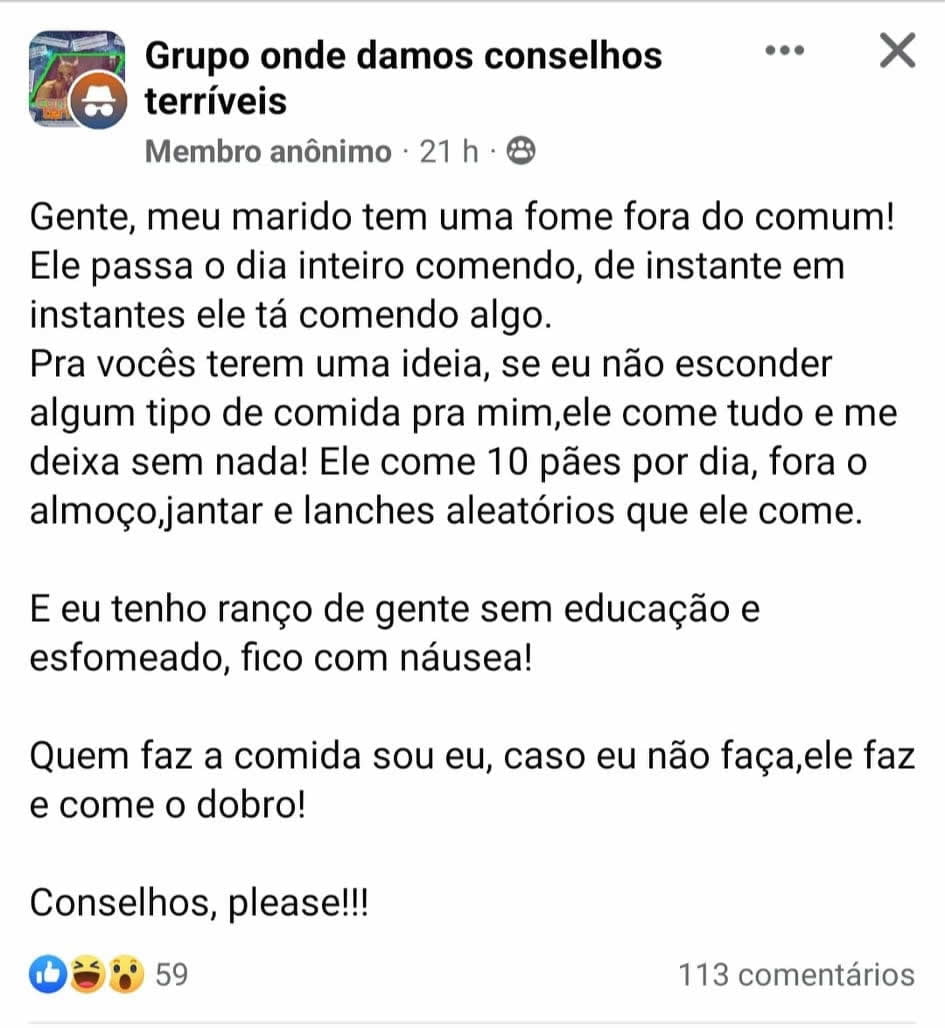 O marido que é um esfomeado O marido que é um esfomeado