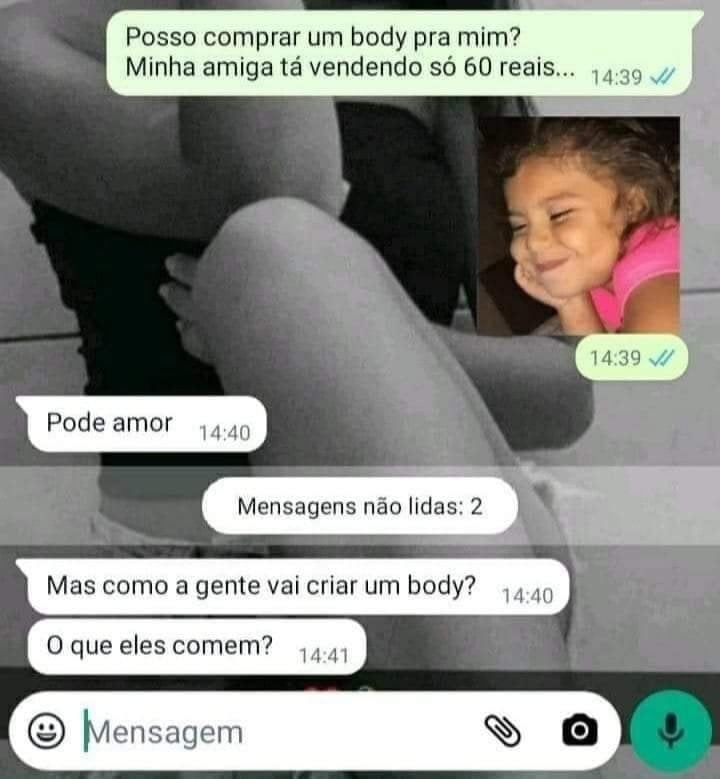 Quando seu namorado não sabe o que é um body