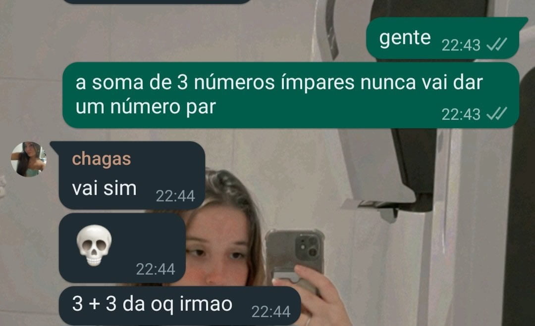 A soma de 3 números ímpares nunca vai dar um número par