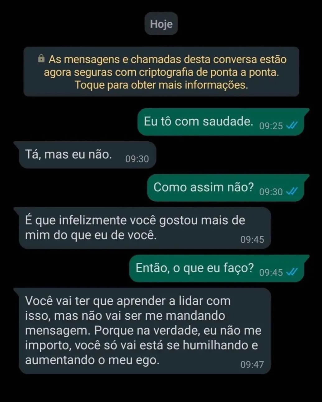 Pelo menos foi sincero
