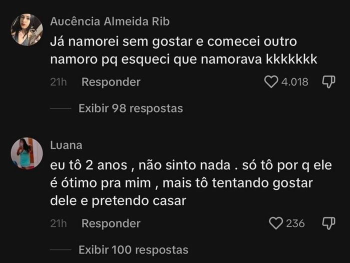 Já namorei um ano sem gostar do cara