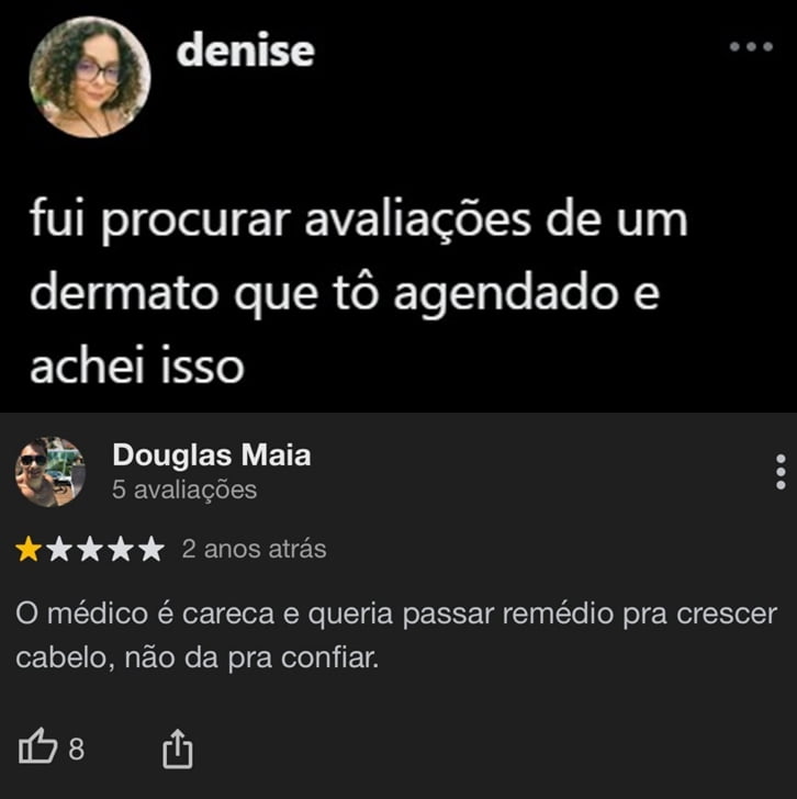 Nunca procura avaliações de médico na internet Nunca procura avaliações de médico na internet