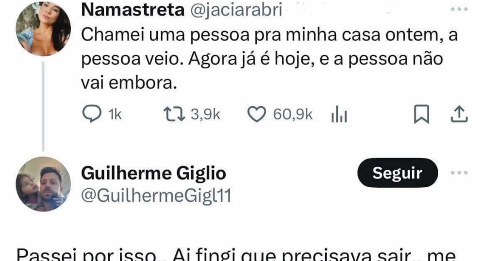 Quando você chama alguém para sua casa e a pessoa não vai embora Quando você chama alguém para sua casa e a pessoa não vai embora